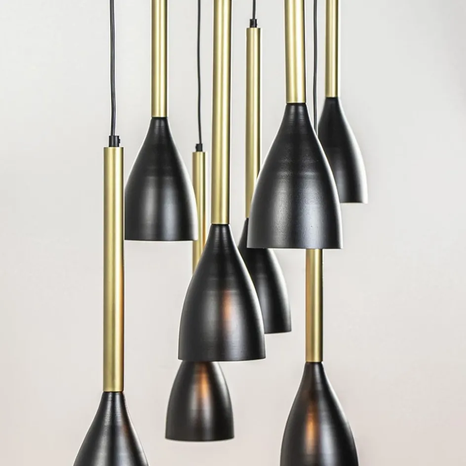 Chique 8-lichts hanglamp zwart met goud>Straluma Outlet