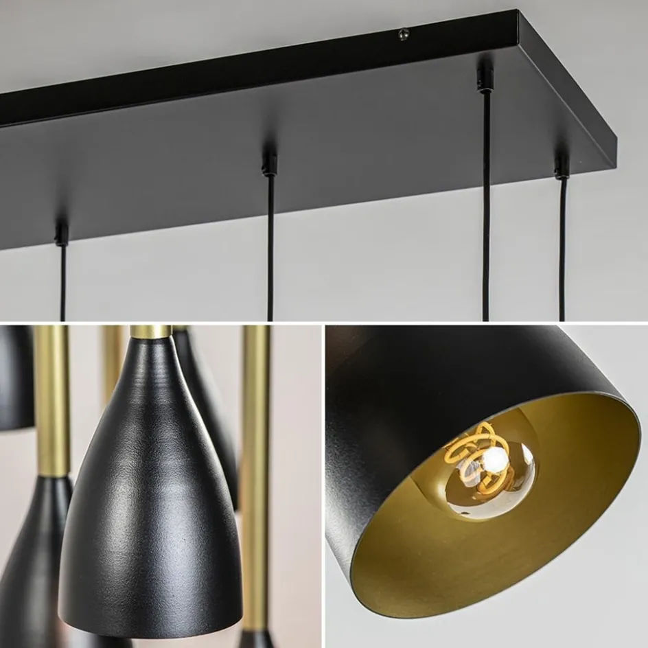 Chique 8-lichts hanglamp zwart met goud>Straluma Outlet