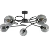 Chique 5-lichts plafondlamp zwart met smoke glazen bollen>Straluma Clearance