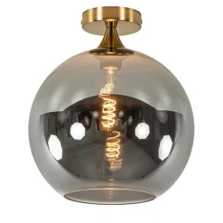 Chique plafondlamp goud met smoke/titanium glazen bol>Straluma Best