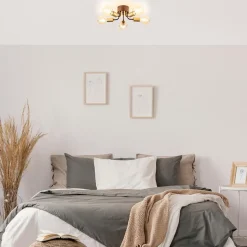 Chique plafondlamp mat zwart met goud><noscript><img width=