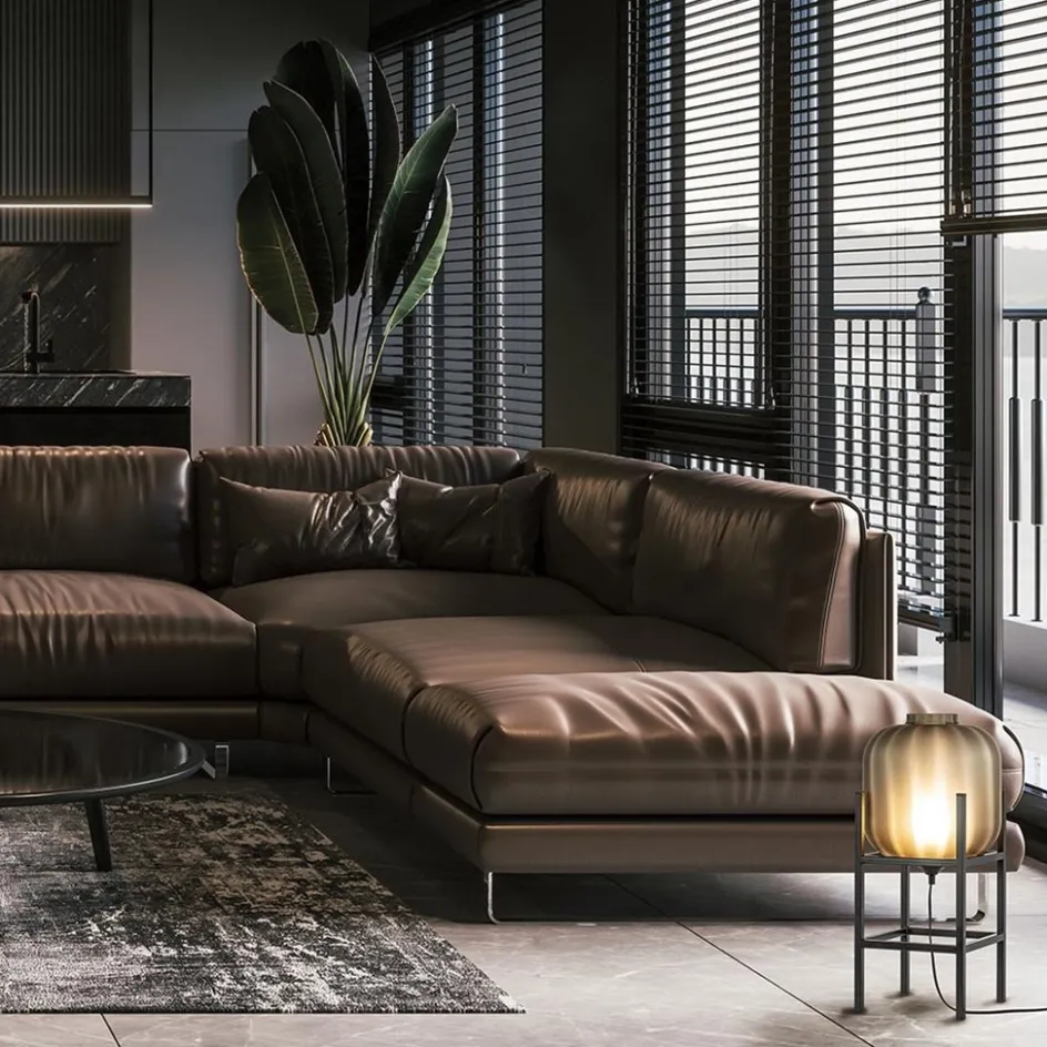 Chique tafellamp frame met mat zwart glas>Straluma