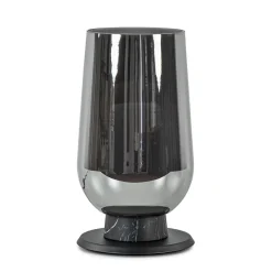 Chique tafellamp zwart marmer met smoke glazen kap>Straluma