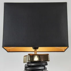 Chique tafellamp zwart met goud en rechthoekige kap><noscript><img width=