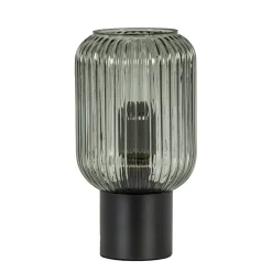 Chique tafellamp zwart met smal smoke glas>Straluma Online