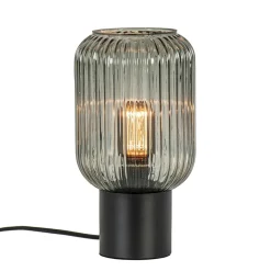 Chique tafellamp zwart met smal smoke glas>Straluma Online