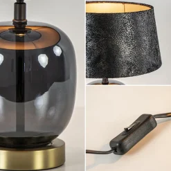 Chique tafellamp zwart/goud met kap></noscript>Straluma Discount