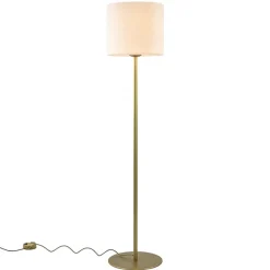 Chique vloerlamp mat goud met mat witte glazen kap>Straluma New