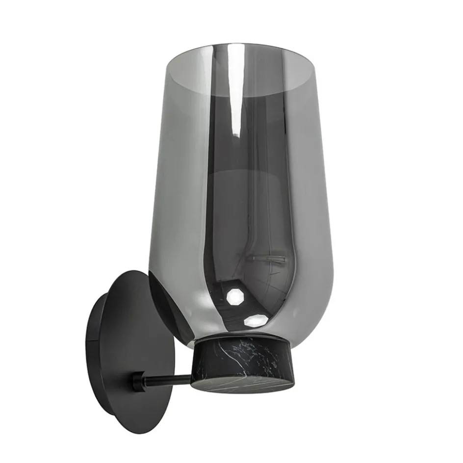 Chique wandlamp zwart marmer met smoke glas>Straluma Best