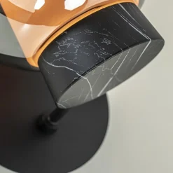 Chique wandlamp zwart marmer met smoke glas><noscript><img width=