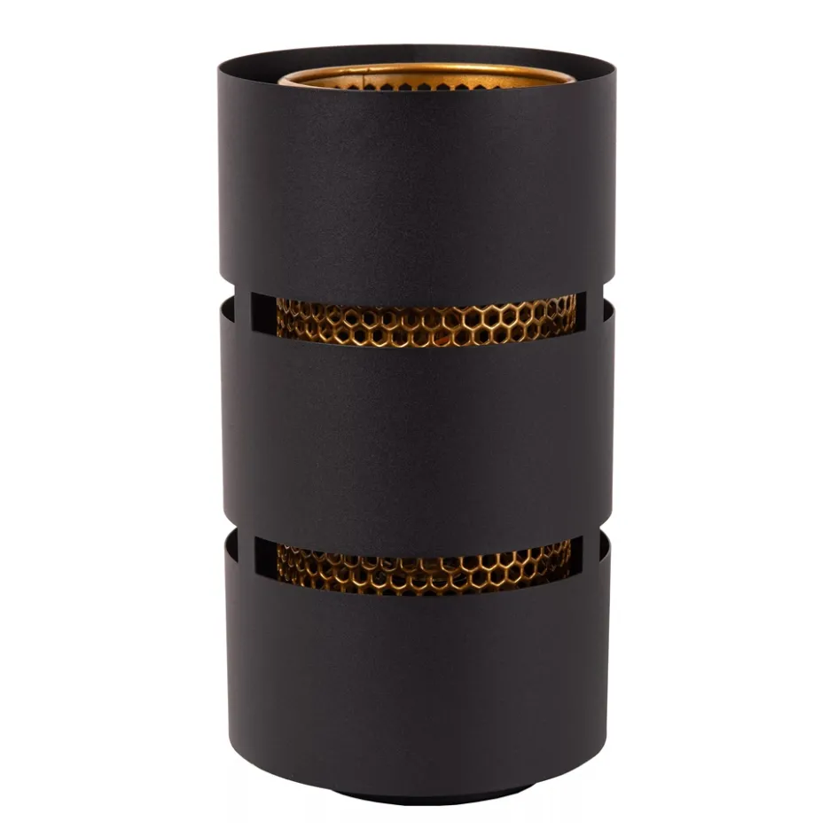 Cilinder tafellamp zwart metaal met goud>Straluma Sale