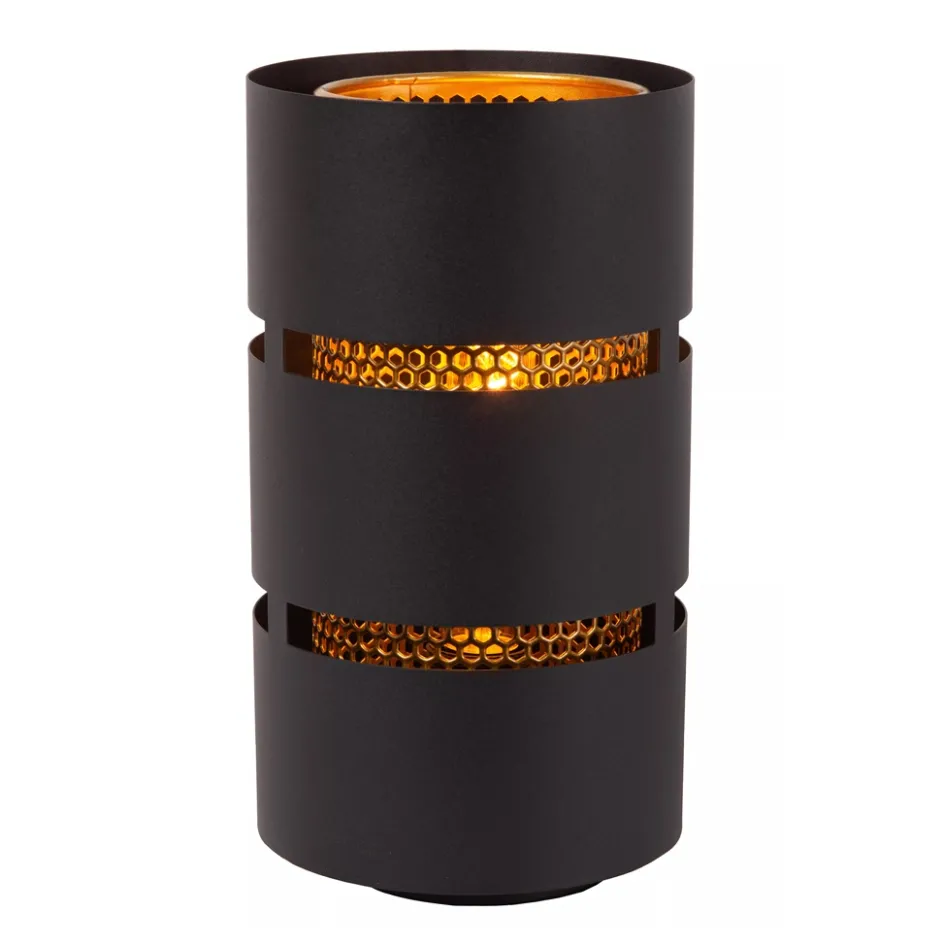 Cilinder tafellamp zwart metaal met goud>Straluma Sale