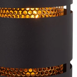 Cilinder tafellamp zwart metaal met goud><noscript><img width=
