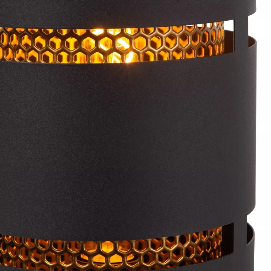 Cilinder tafellamp zwart metaal met goud>Straluma Sale