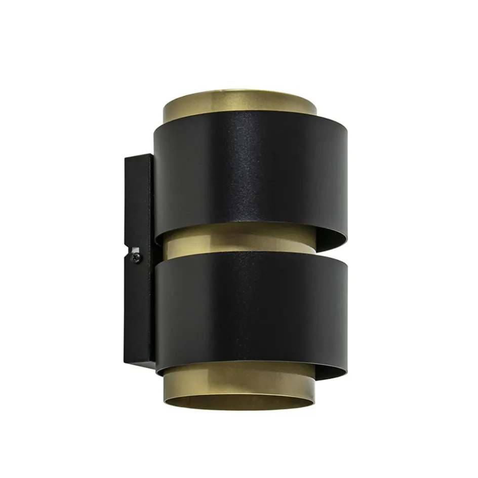 Cilinder wandlamp G9 mat zwart met goud>Straluma