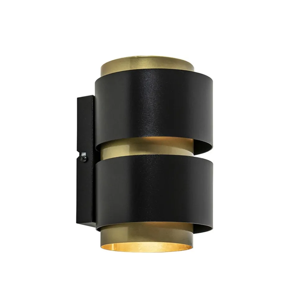 Cilinder wandlamp G9 mat zwart met goud>Straluma