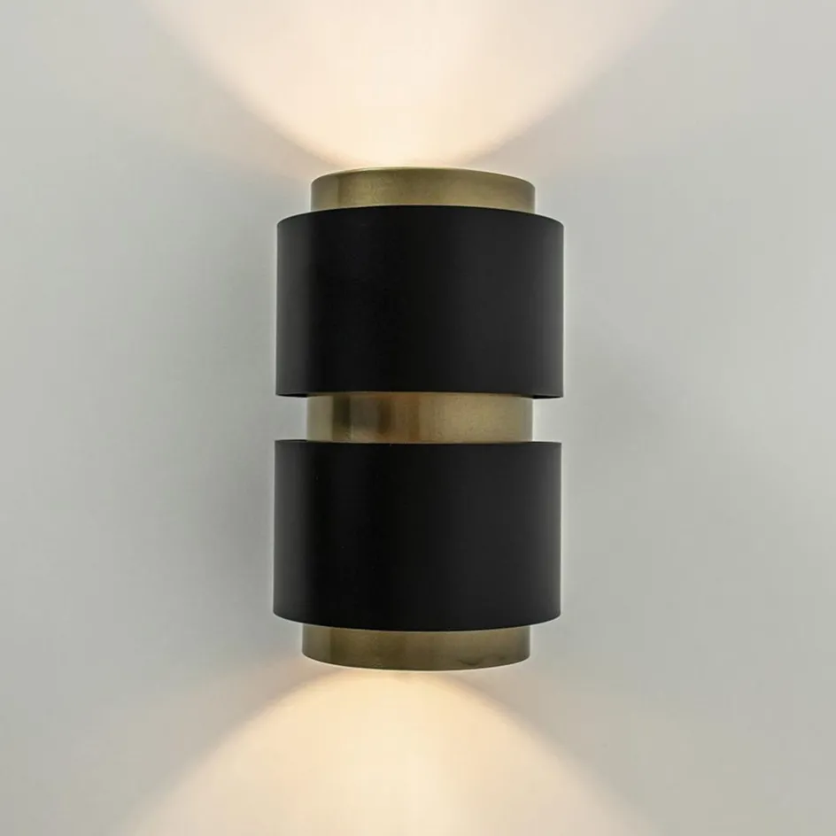 Cilinder wandlamp G9 mat zwart met goud>Straluma