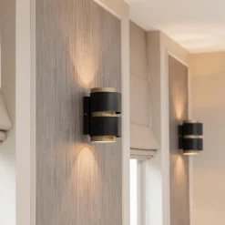 Cilinder wandlamp G9 mat zwart met goud><noscript><img width=