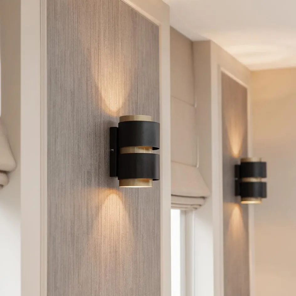 Cilinder wandlamp G9 mat zwart met goud>Straluma