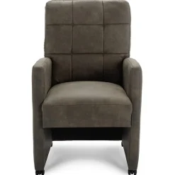 Comfortabele armstoel olijf groen met wieltjes en handgreep>Straluma Online