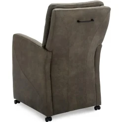 Comfortabele armstoel olijf groen met wieltjes en handgreep><noscript><img width=