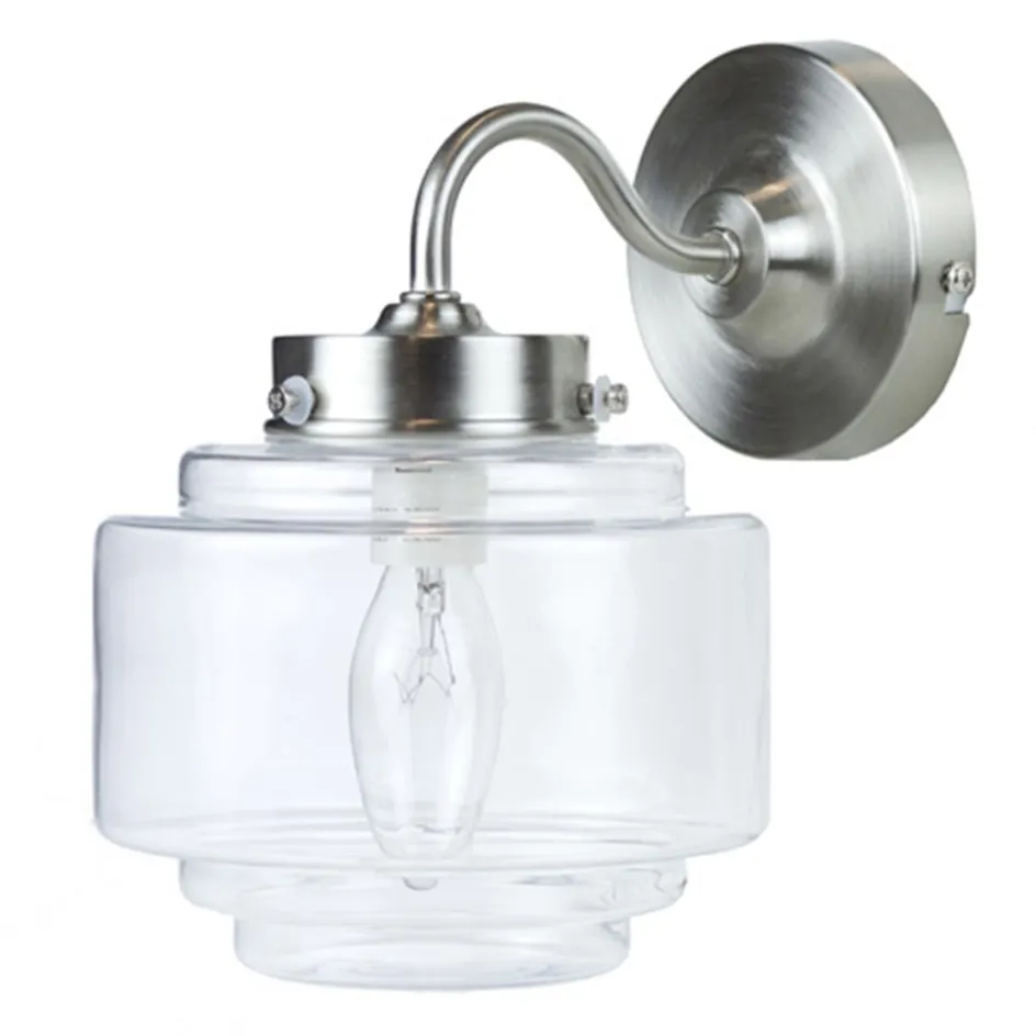 Deco wandlamp staal met helder glas>Straluma