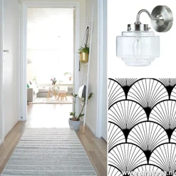 Deco wandlamp staal met helder glas><noscript><img width=