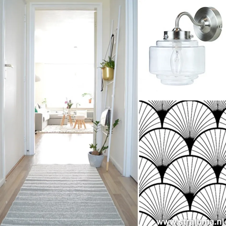 Deco wandlamp staal met helder glas>Straluma