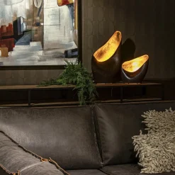 Decoratieve tafellamp corten brown met goldleaf><noscript><img width=