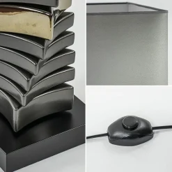 Decoratieve vloerlamp grijs/goud met vierkante kap><noscript><img width=