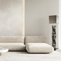 Decoratieve vloerlamp grijs/goud met vierkante kap><noscript><img width=