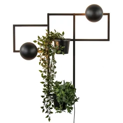 Decoratieve wandlamp zwart met 2 plantenpotten>Straluma Online