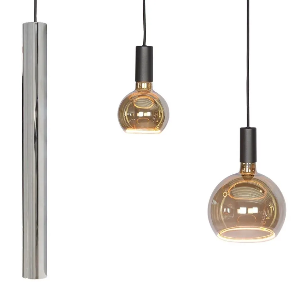 Design hanglamp 7-lichts zwart met nikkel>Straluma Sale