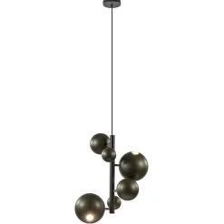 Design hanglamp zwart met platinum bollen 2L>Straluma