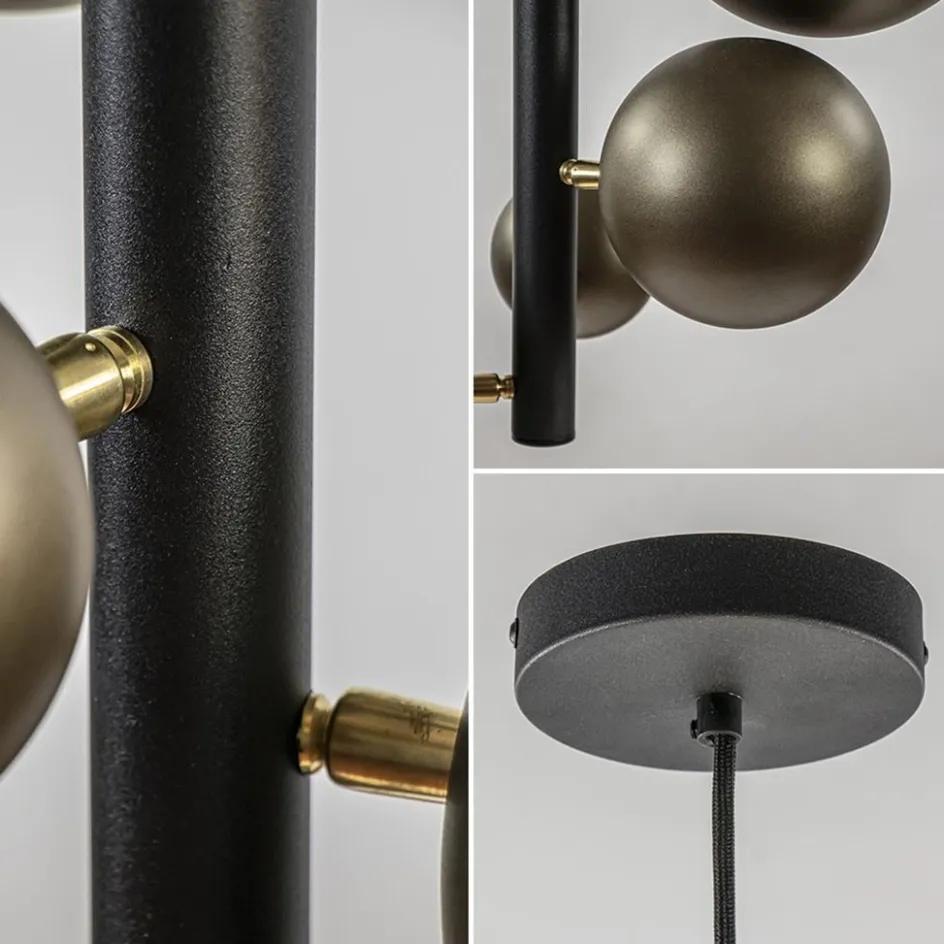 Design hanglamp zwart met platinum bollen 2L>Straluma