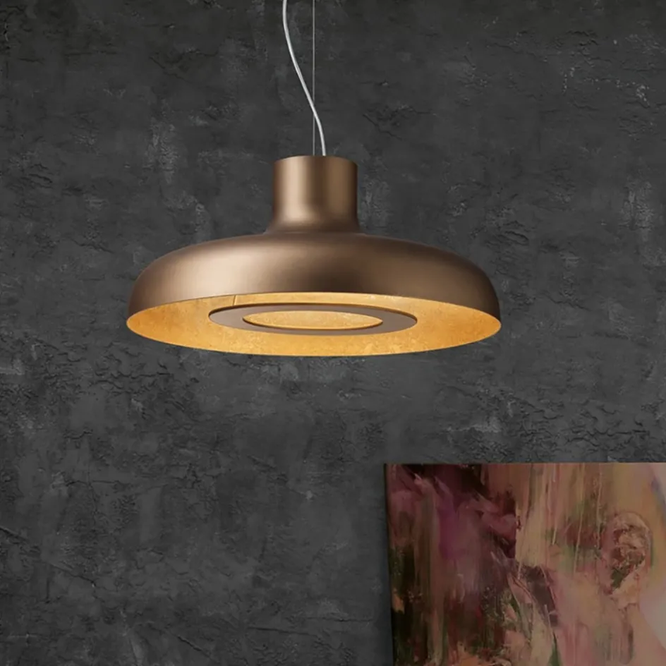 Design LED hanglamp koepel brushed brons met goldleaf>Straluma Hot