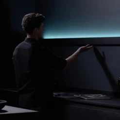 Design LED wandlamp zwart met Gesture Control 90 cm><noscript><img width=