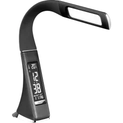 Design tafellamp zwart met klok en dimbaar LED><noscript><img width=