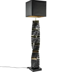 Design vloerlamp keramiek zwart/goud met zwarte kap>Straluma Discount