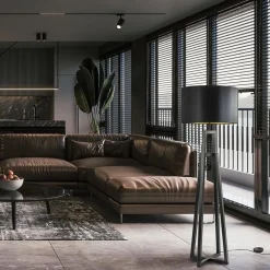 Design vloerlamp mat zwart frame exclusief kap><noscript><img width=