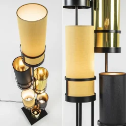 Design vloerlamp met cilinder kappen zwart/goud><noscript><img width=