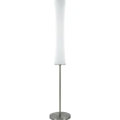 Design vloerlamp nikkel met opaal glas en uplighter>Straluma