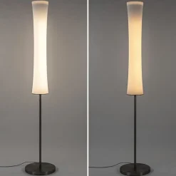 Design vloerlamp nikkel met opaal glas en uplighter>Straluma