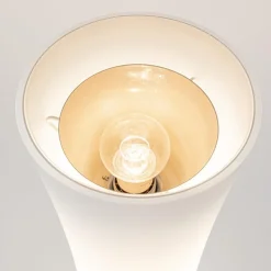 Design vloerlamp nikkel met opaal glas en uplighter></noscript>Straluma