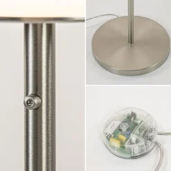 Design vloerlamp nikkel met opaal glas en uplighter></noscript>Straluma