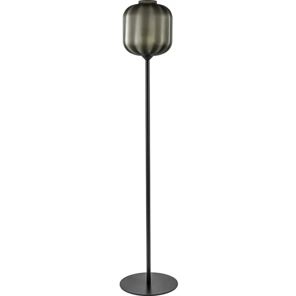 Design vloerlamp zwart met mat zwarte glazen kap>Straluma Clearance