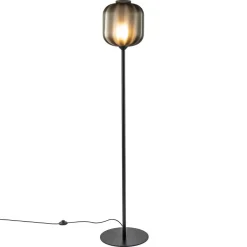 Design vloerlamp zwart met mat zwarte glazen kap>Straluma Clearance