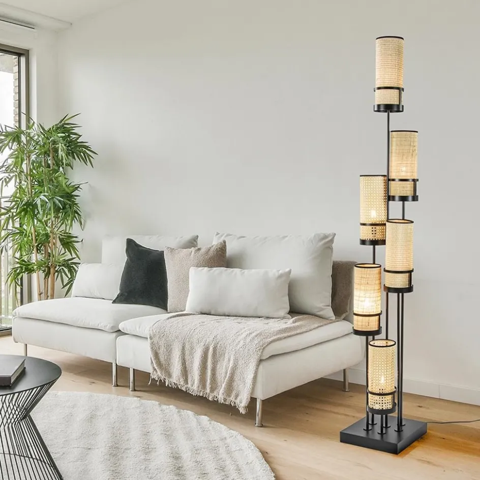 Design vloerlamp zwart met webbing kappen>Straluma Outlet