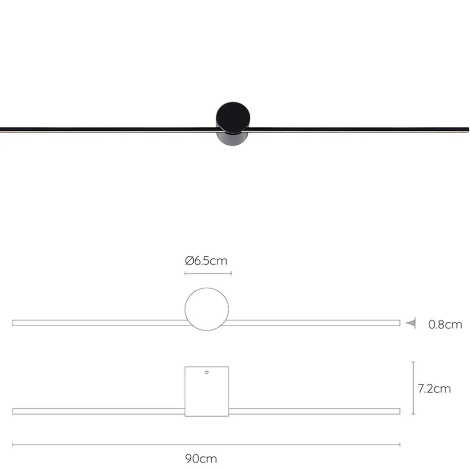 Design wandlamp badkamer LED zwart 90 cm>Straluma Clearance