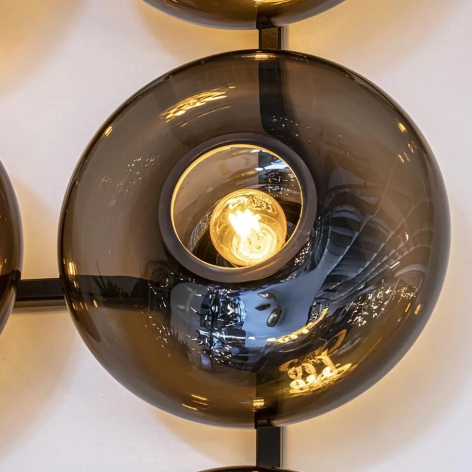 Design wandlamp mat zwart met smoke glas 8-lichts>Straluma Sale